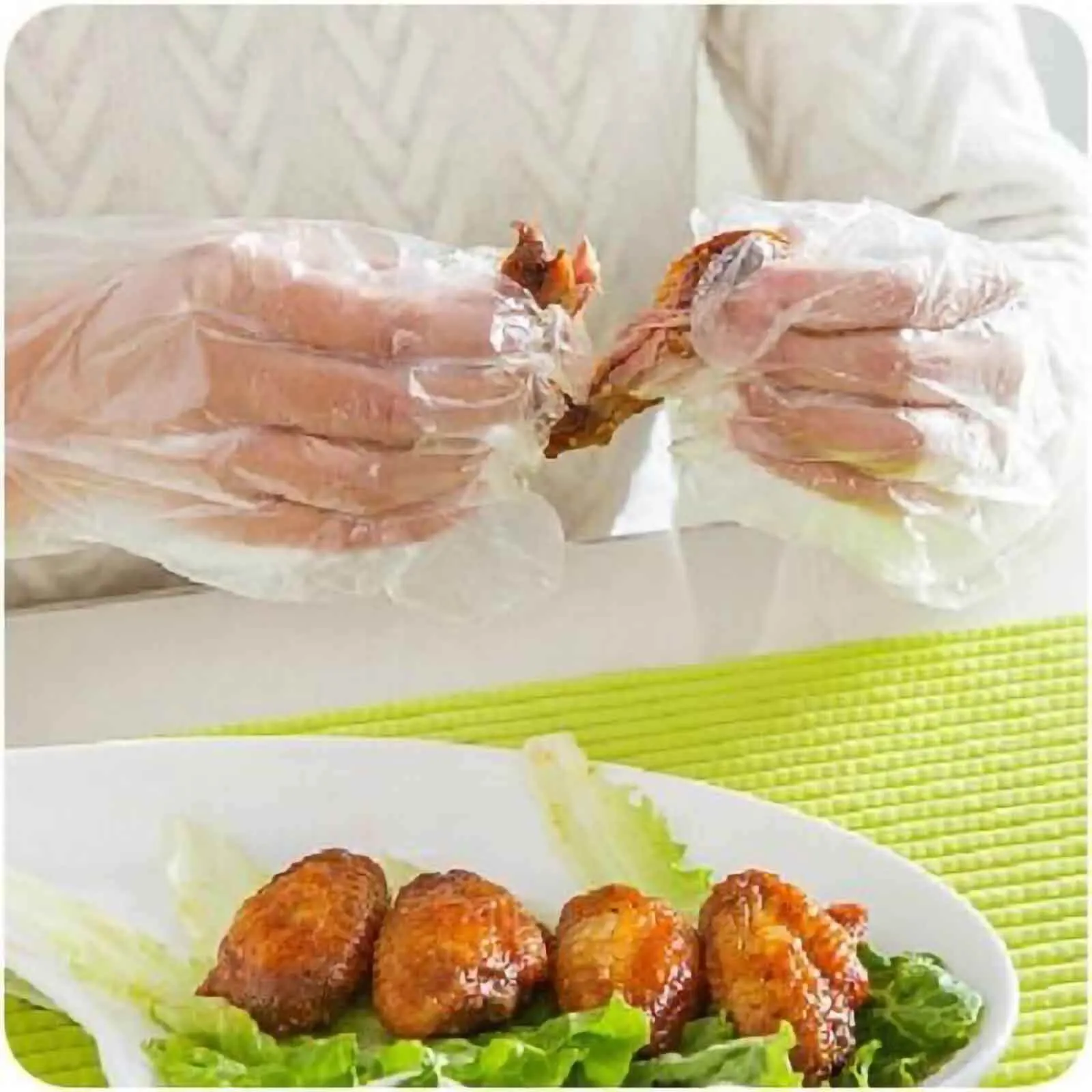 100 Pack Clear Plastic Disposable Gloves, Powder Free Multipurpose Plastic Gloves, Food Service Gloves