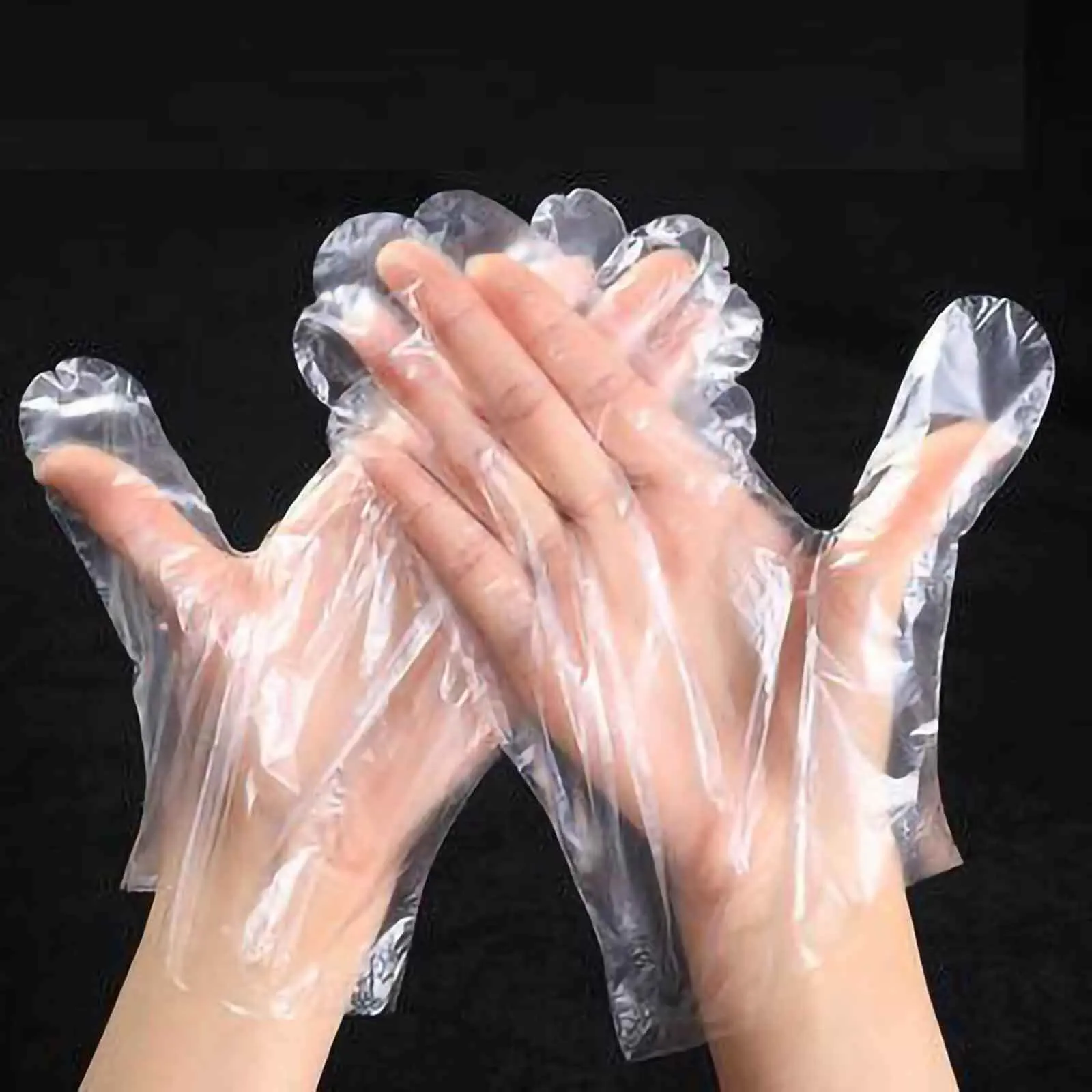 100 Pack Clear Plastic Disposable Gloves, Powder Free Multipurpose Plastic Gloves, Food Service Gloves