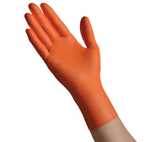 (60 Case/Full Pallet) Ambitex 12" Extended Cuff Orange Nitrile Gloves (6 mil) | Industrial Grade | Case of 1000