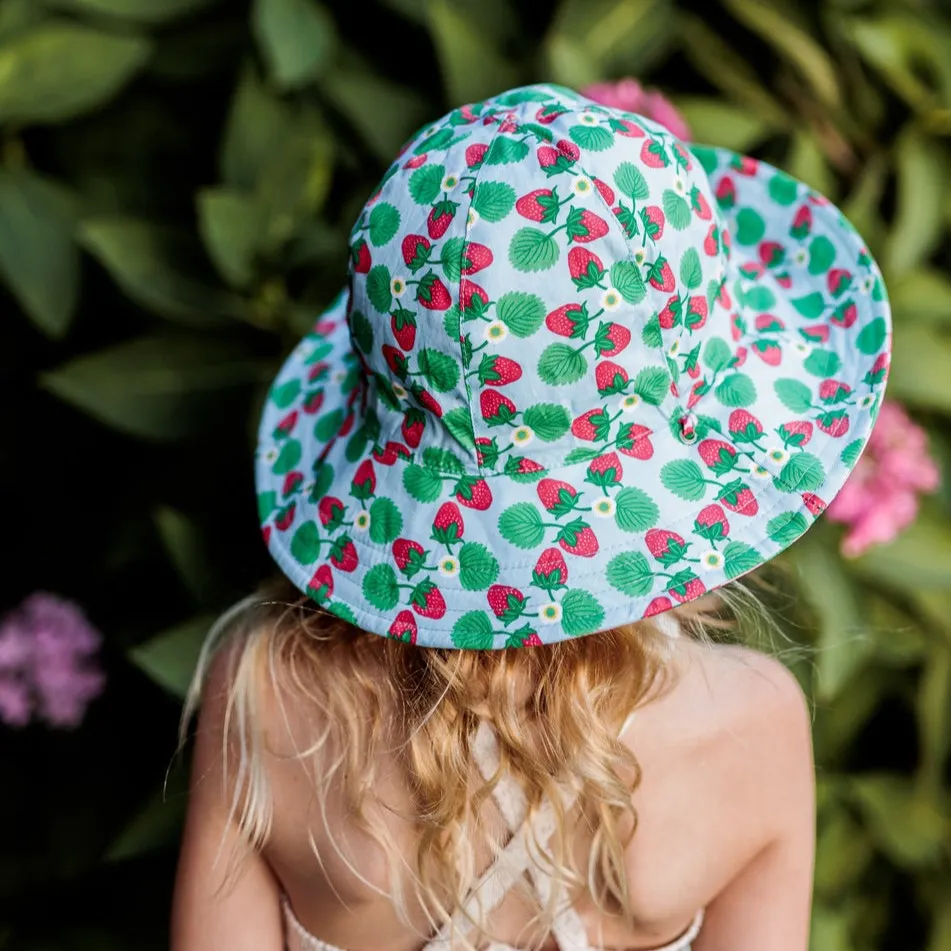 Acorn Kids: Wide Brim Reversible Sunhat Strawberry Pink Blue