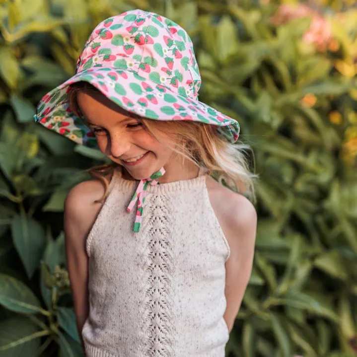 Acorn Kids: Wide Brim Reversible Sunhat Strawberry Pink Blue