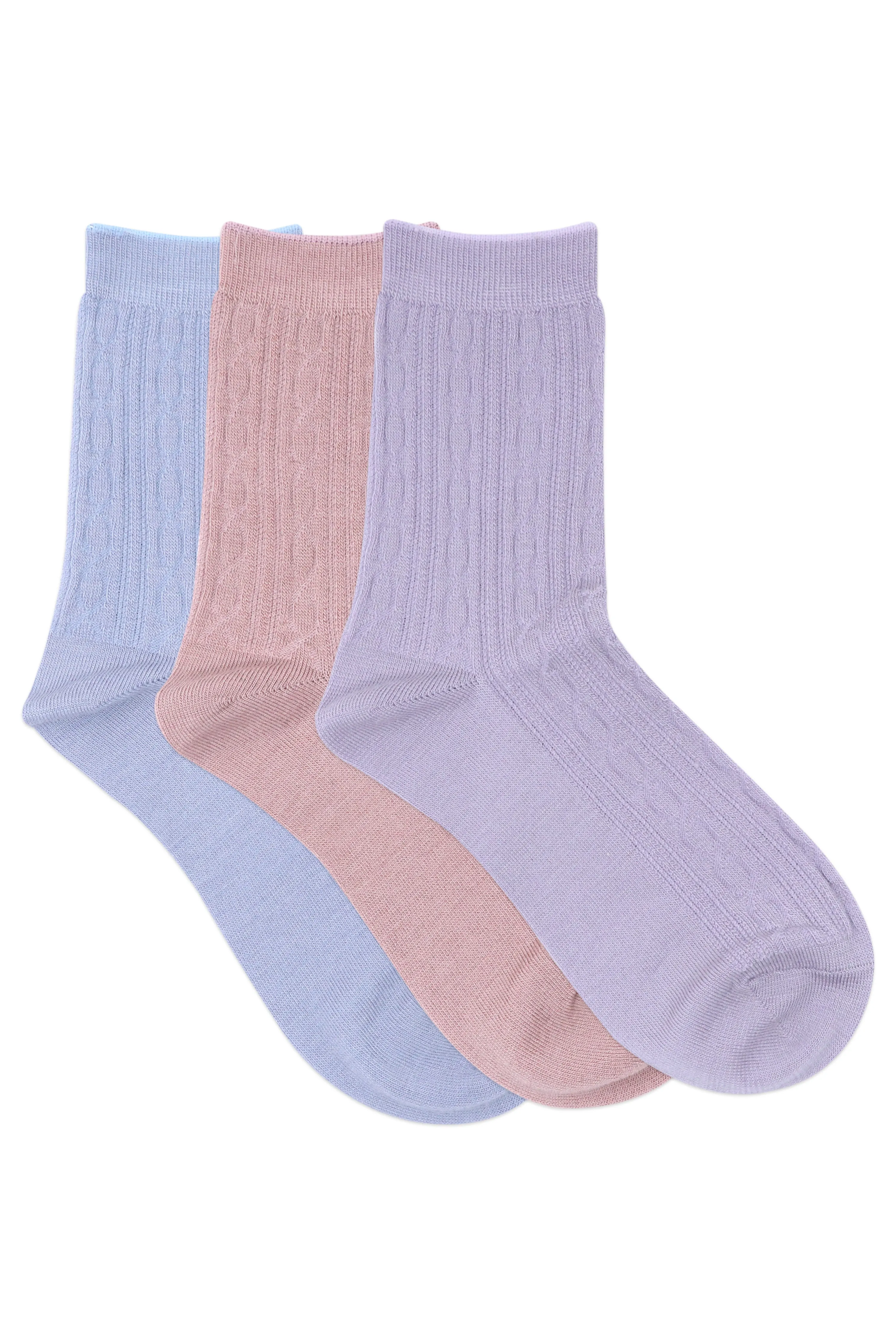 Balenzia Women's Self design Woolen high ankle Socks- Blue,Pink,Purple-(Pack of 3 Pairs/1U)