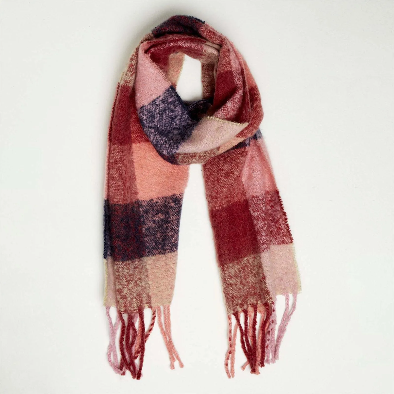 Betty Basics Kendall Scarf in Raspberry Check