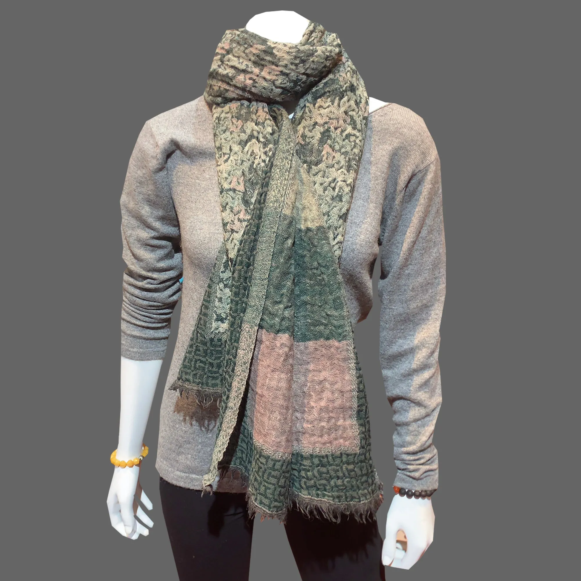 boiled wool shawls, dark green