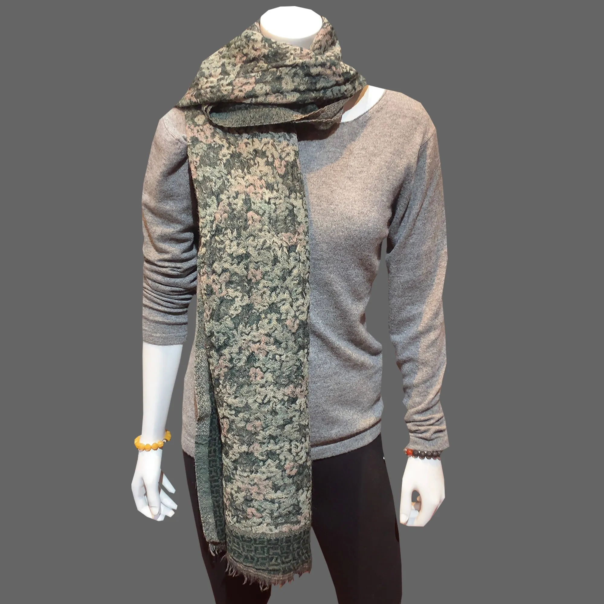 boiled wool shawls, dark green