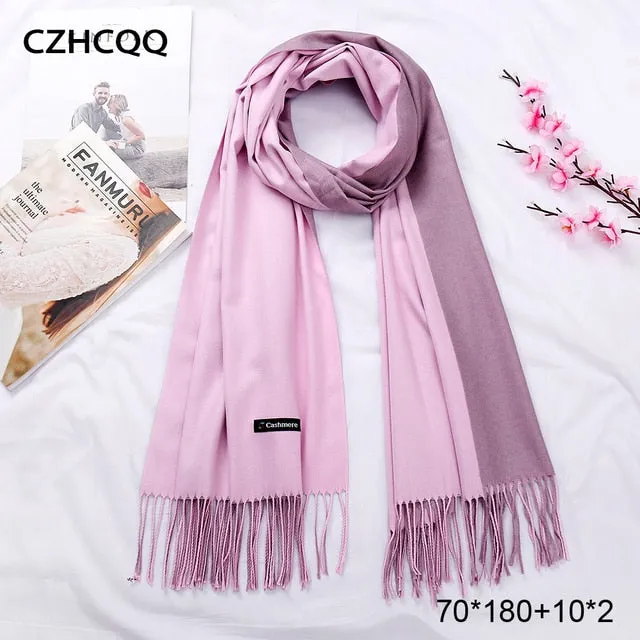 Double Sided Winter Cashmere Solid Scarf