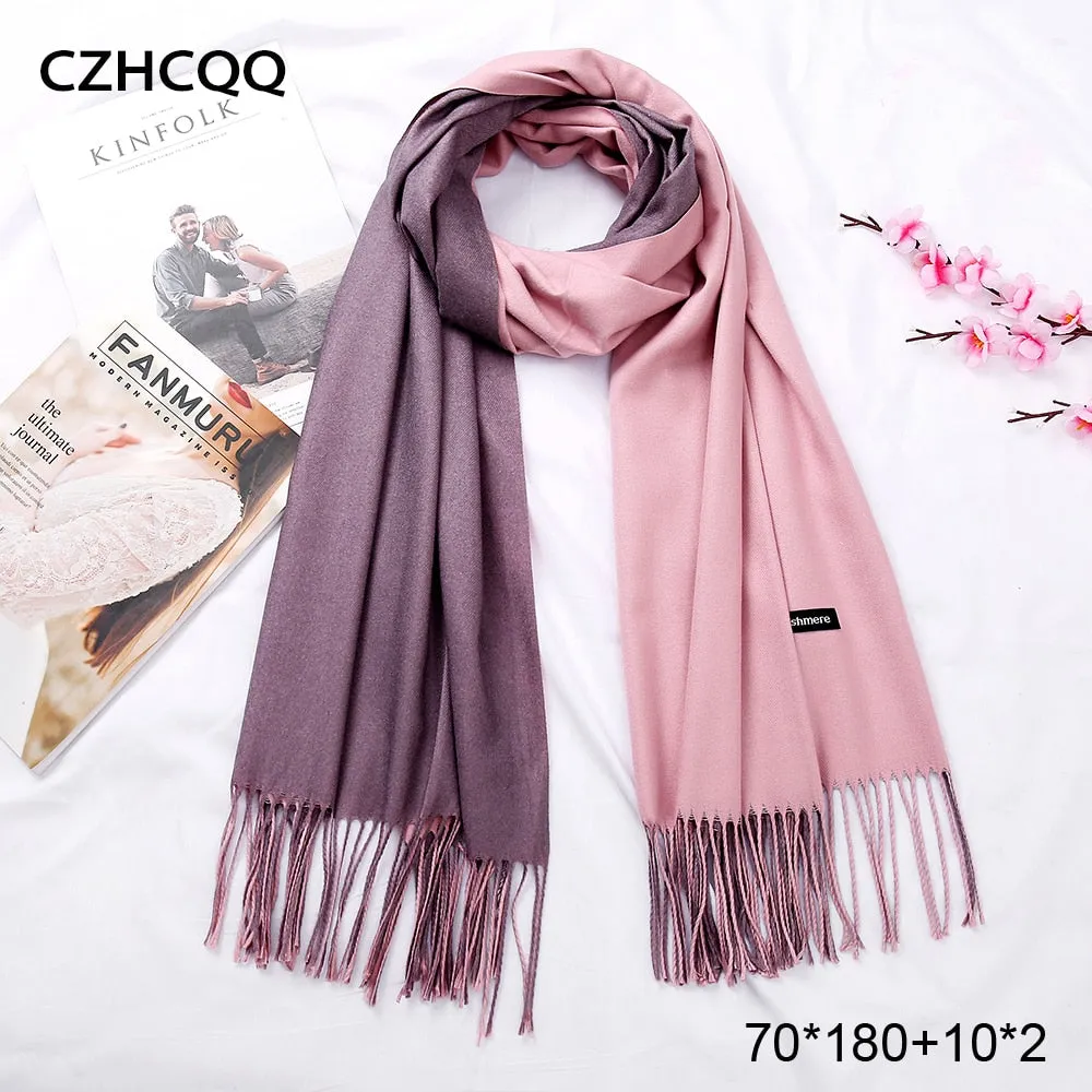 Double Sided Winter Cashmere Solid Scarf