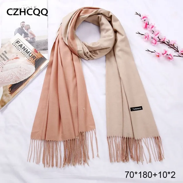 Double Sided Winter Cashmere Solid Scarf