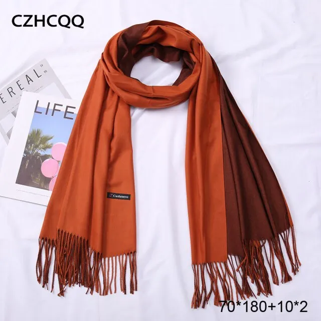 Double Sided Winter Cashmere Solid Scarf