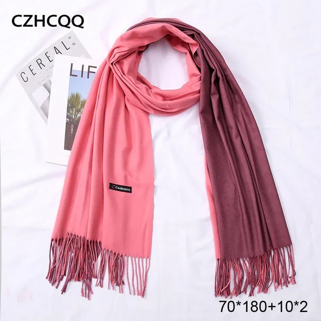 Double Sided Winter Cashmere Solid Scarf