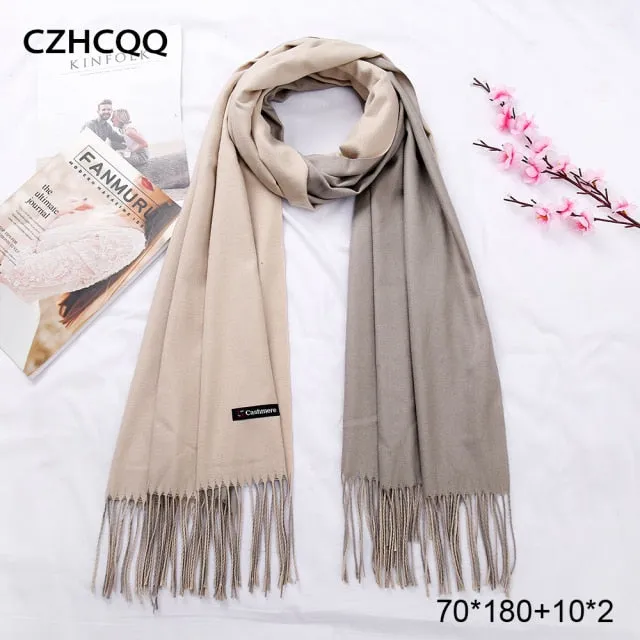 Double Sided Winter Cashmere Solid Scarf