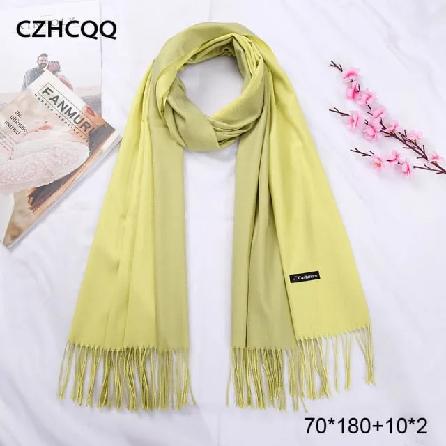 Double Sided Winter Cashmere Solid Scarf