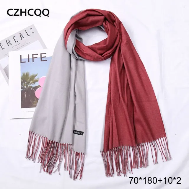 Double Sided Winter Cashmere Solid Scarf