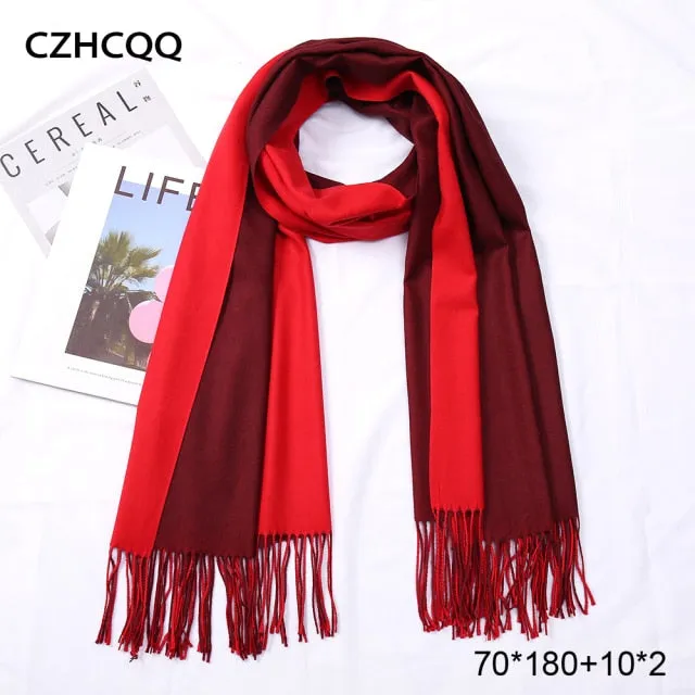 Double Sided Winter Cashmere Solid Scarf