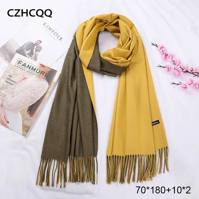 Double Sided Winter Cashmere Solid Scarf