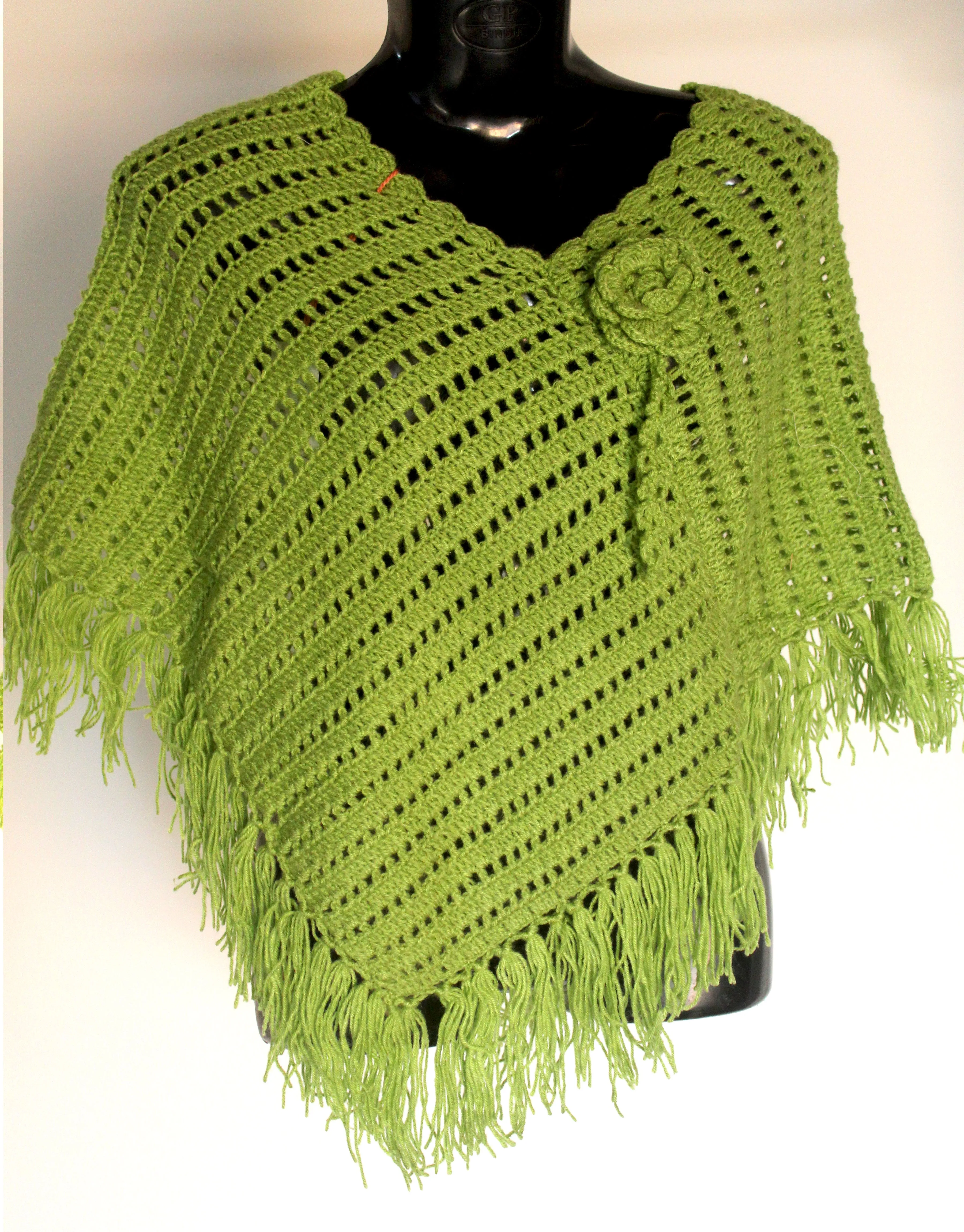 Elegant Olive Woolen Girls/Women Stylish Look Poncho Handmade By Graminarts