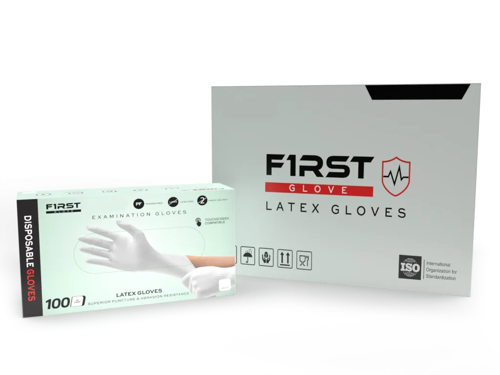 First Glove 5 Mil Latex Disposable Exam Medical Gloves