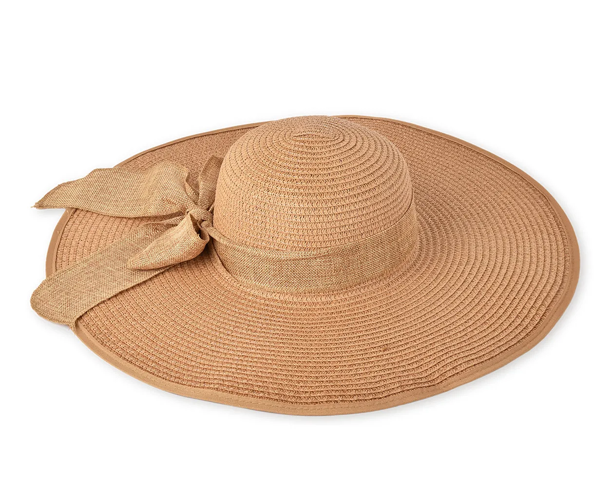 Foldable Straw Hat with Bowknot for Women