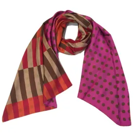 Kibiso Scarf: "Stripes and Dots" (Orange/Pink)