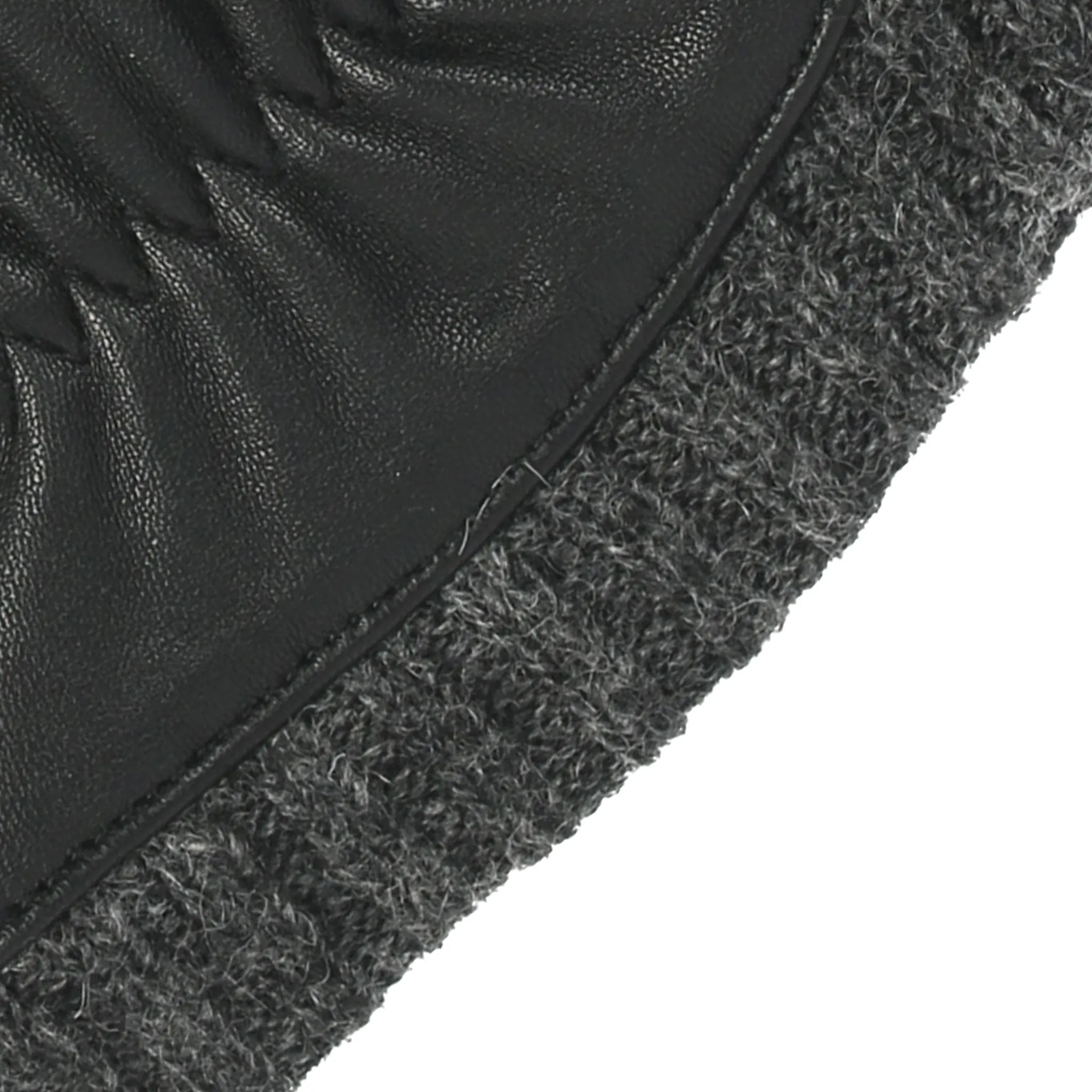 Men’s Touchscreen Wool Blend-Lined Leather Gloves with Vertical Stitch Design and Knitted Cuffs