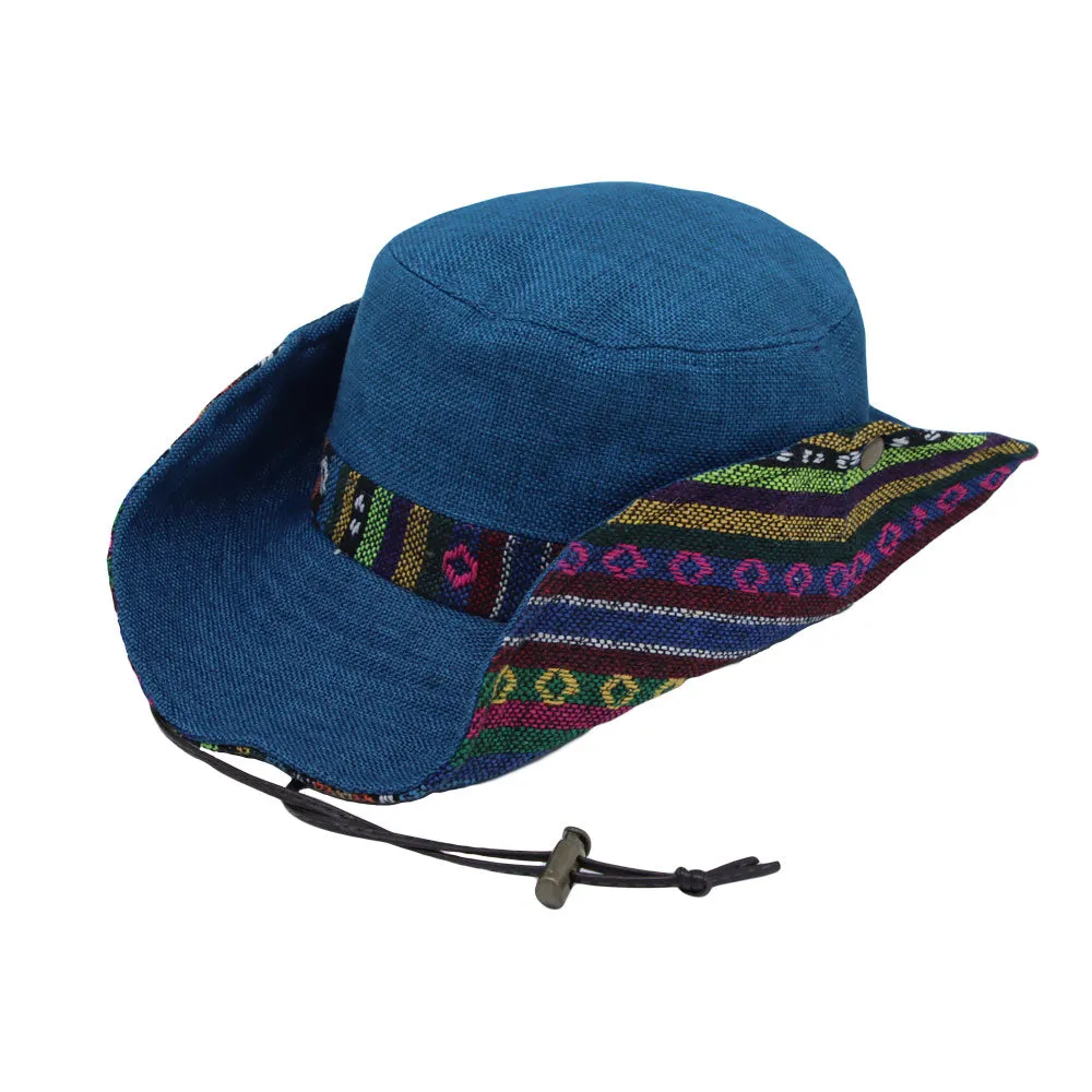 Mens Wide Brim Boonie Bush Hat Aztec Pattern Outdoor Fishing Bucket Hat KR81416