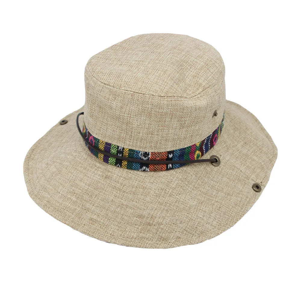 Mens Wide Brim Boonie Bush Hat Aztec Pattern Outdoor Fishing Bucket Hat KR81416