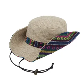 Mens Wide Brim Boonie Bush Hat Aztec Pattern Outdoor Fishing Bucket Hat KR81416