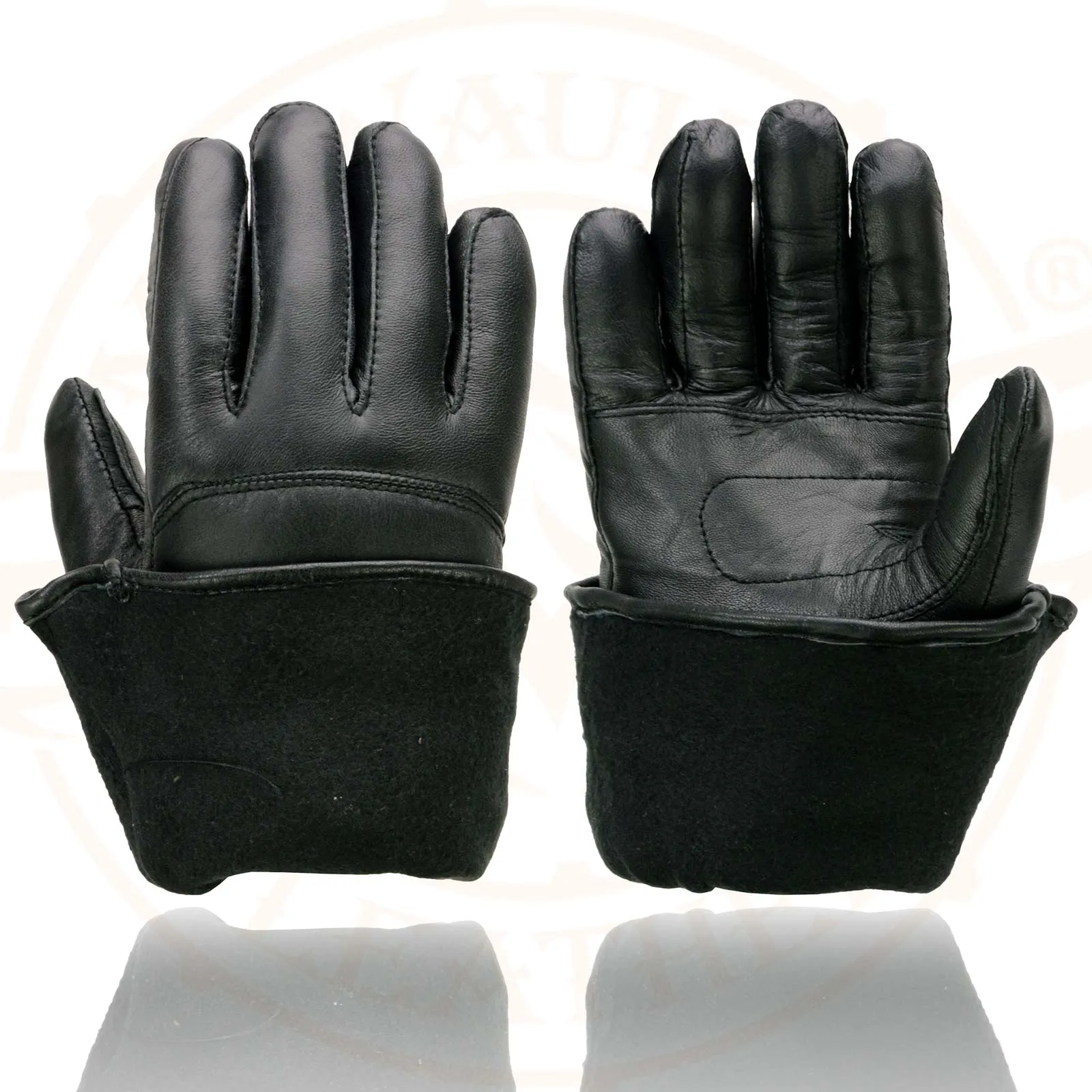 Milwaukee Leather Men's Gauntlet Motorcycle Hand Gloves-Black Leather Thermal Lined with Conchos on Cuff- SH238