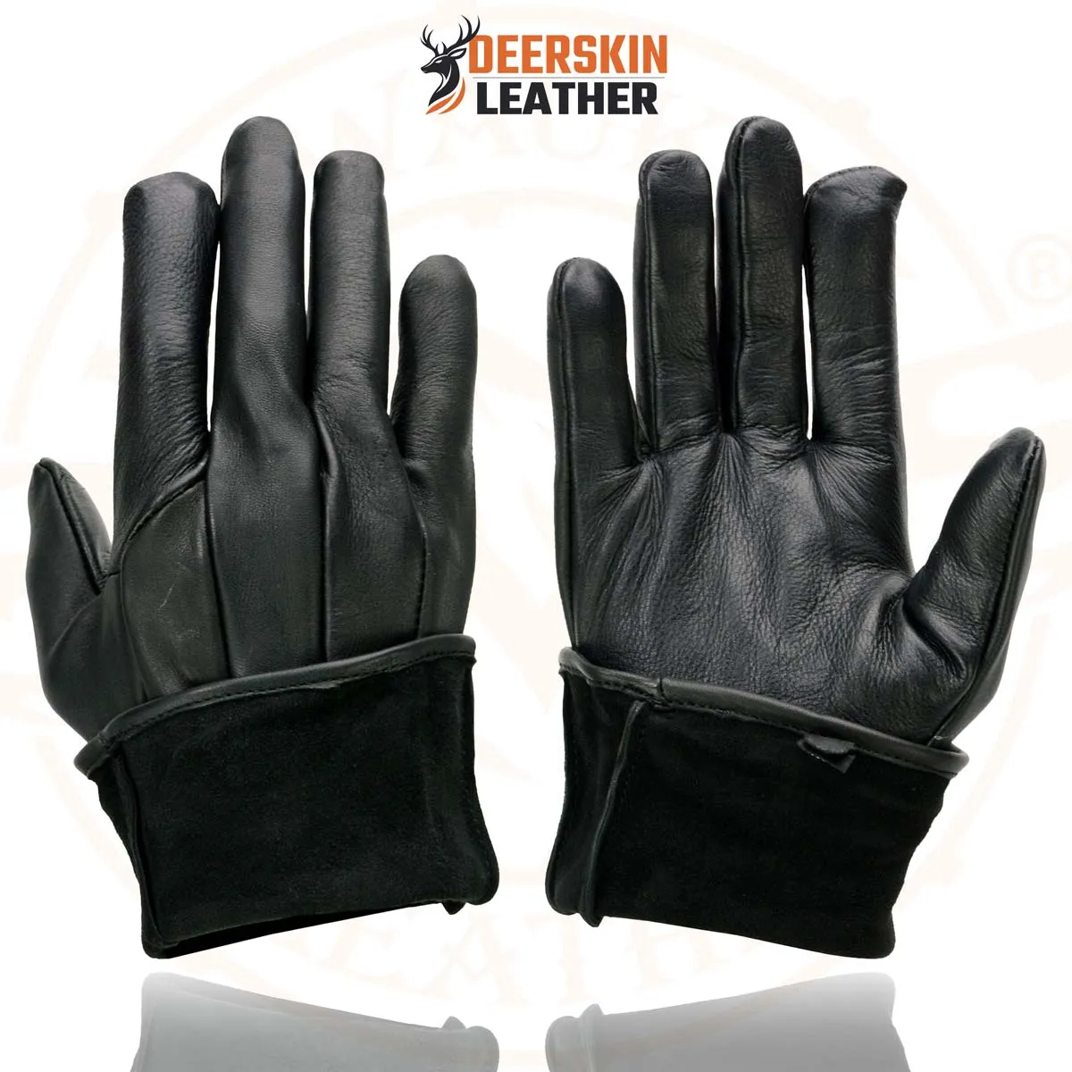 Milwaukee Leather Men's Gauntlet Motorcycle Hand Gloves-Deerskin Unlined Adjustable Wrist Strap Closure-SH864