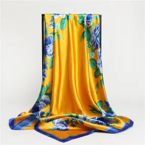 Premium Flower Silk Square Scarf