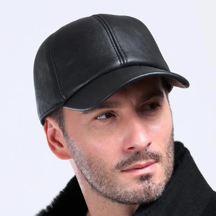 Sheepskin Leather Baseball Cap