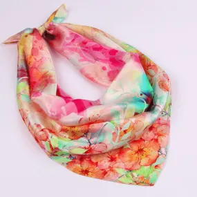 Small Square Silk Scarf|Versatile|Red Pastel