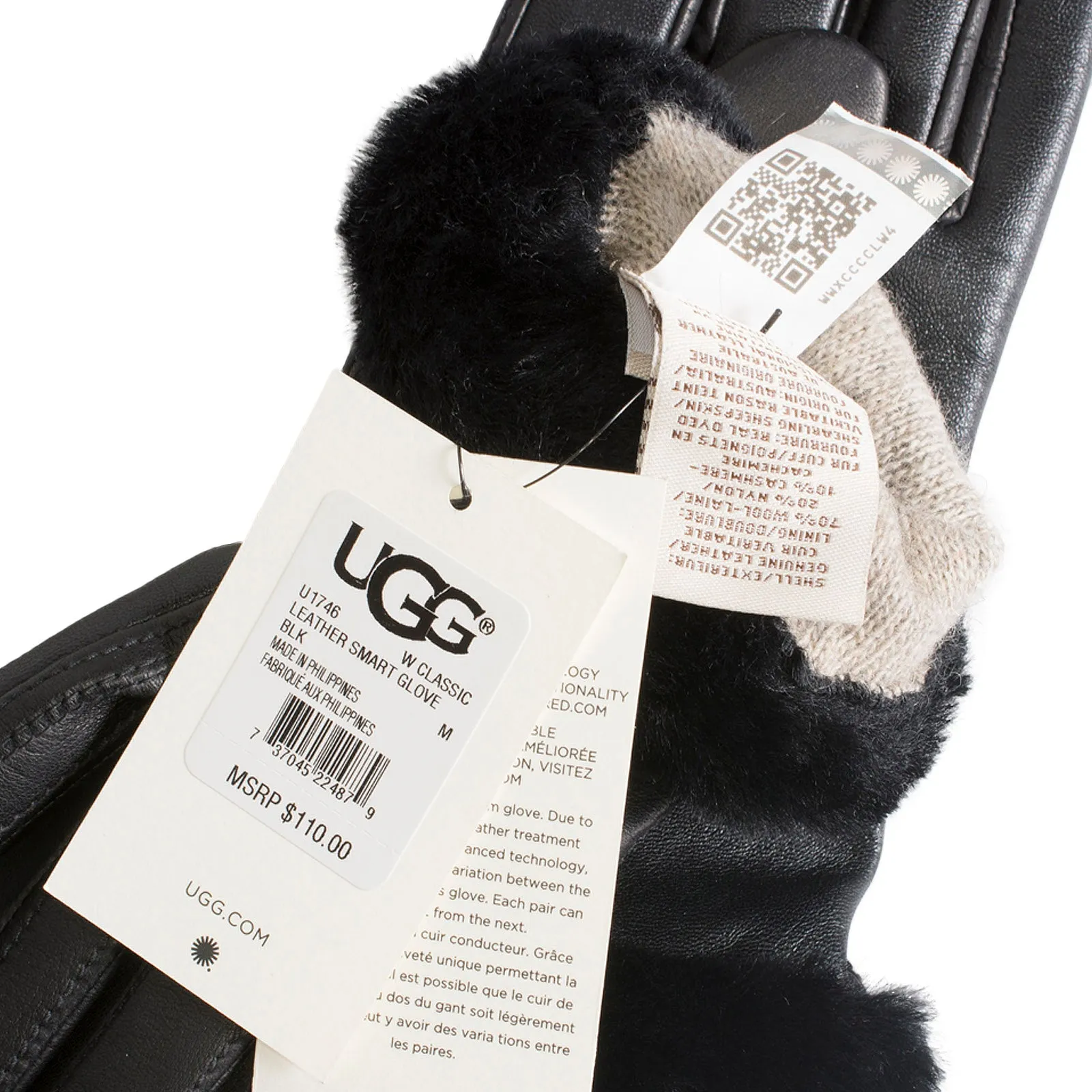 UGG Classic Leather Smart Black Gloves - Women's