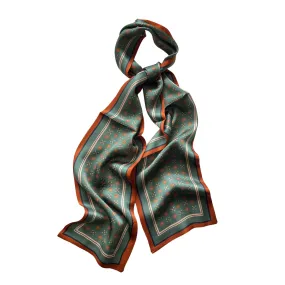 Verdant Blossom Pure Mulberry Silk Long Scarf Silk Twilly