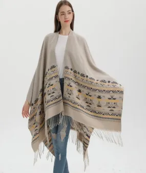 Women's Shawl Wrap Open Front Poncho Cape Boho Cardigan Poncho